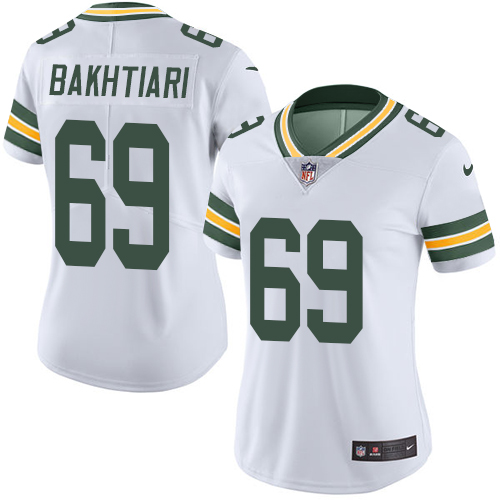 Nike Green Bay Packers #69 David Bakhtiari White Women's Stitched NFL Vapor Untouchable Limited Jersey