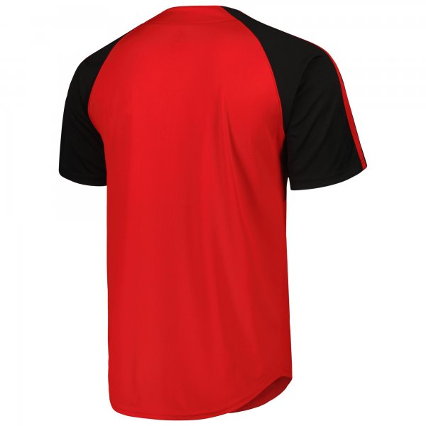 Men's Cincinnati Reds Stitches Red Button-Down Raglan Fashion Jersey