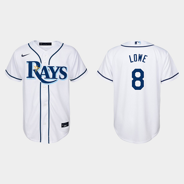 Youth Tampa Bay Rays #8 Brandon Lowe White Home MLB Jersey