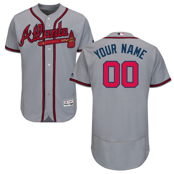 Men's Atlanta Braves Majestic Road Gray Flex Base Collection Custom MLB Jersey