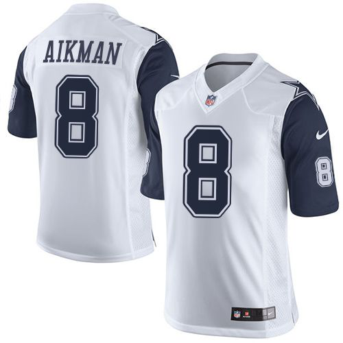 Nike Dallas Cowboys #8 Troy Aikman White Men's Stitched NFL Limited Rush Jersey