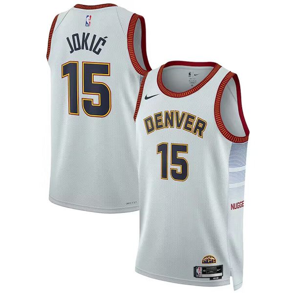 Men's Denver Nuggets #15 Nikola Jokic Nike Silver 2022/23 Swingman City Edition Jersey