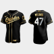 Men's Baltimore Orioles #47 John Means Black Golden Edition Flex Base MLB Jersey