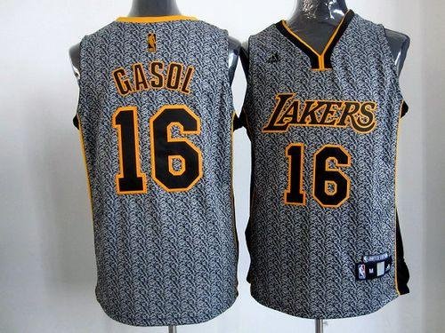 Men's Los Angeles Lakers #16 Pau Gasol Grey Static Fashion Stitched NBA Jersey