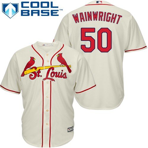 St. Louis Cardinals #50 Adam Wainwright Cream Cool Base Stitched Youth MLB Jersey