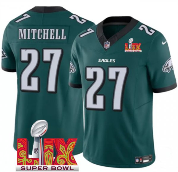 Youth Philadelphia Eagles #27 Quinyon Mitchell Green Super Bowl LIX F.U.S.E. Vapor Untouchable Limited Stitched Jersey