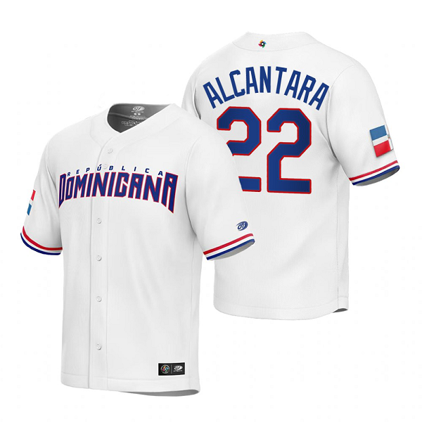 Dominican Republic Baseball Sandy Alcantara White 2023 World Baseball Classic Replica Jersey