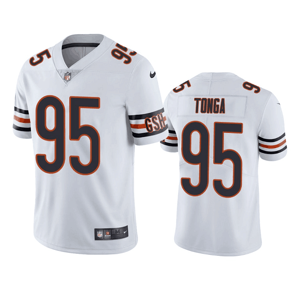 Men's Chicago Bears #95 Khyiris Tonga Black White Vapor Limited NFL Jersey