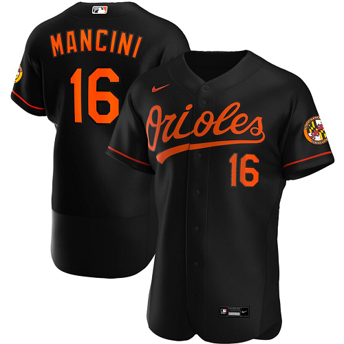 Men's Nike Baltimore Orioles #16 Trey Mancini Black Alternate 2020 Player MLB Jersey