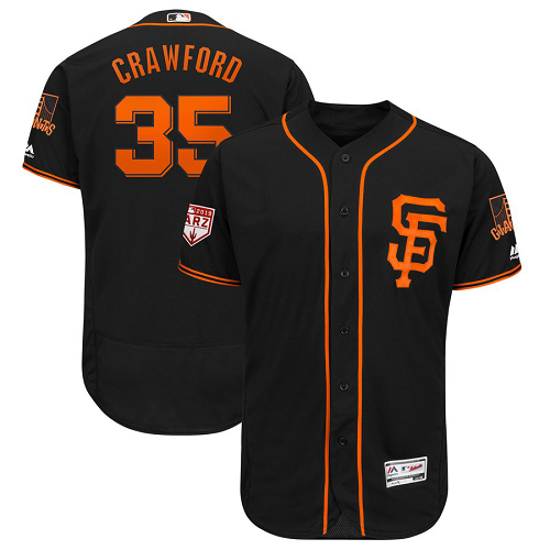 Men's San Francisco Giants #35 Brandon Crawford Majestic Black 2019 Spring Training Flex Base Player MLB Jersey