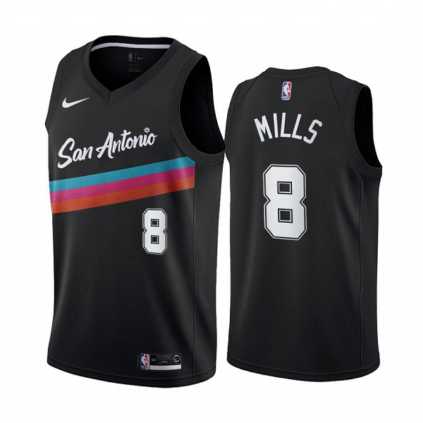 Men's San Antonio Spurs #8 patty mills black city edition fiesta colors 2020 nba jersey