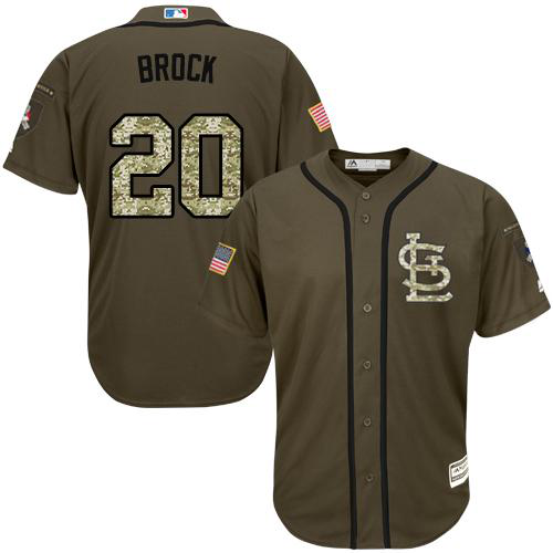 St. Louis Cardinals #20 Lou Brock Green Salute to Service Stitched MLB Jersey