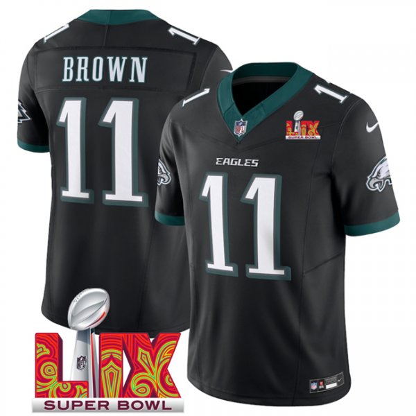 Youth Philadelphia Eagles #11 A.J. Brown Black Super Bowl LIX F.U.S.E. Vapor Untouchable Limited Stitched Jersey