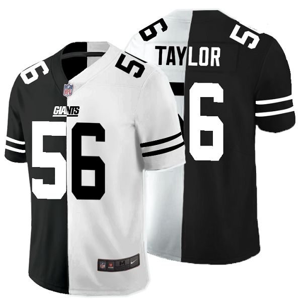 Men's Nike NFL New York Giants #56 Lawrence Taylor Black White Peaceful Coexisting Split 2020 Vapor Untouchable Stitched Limited Jersey