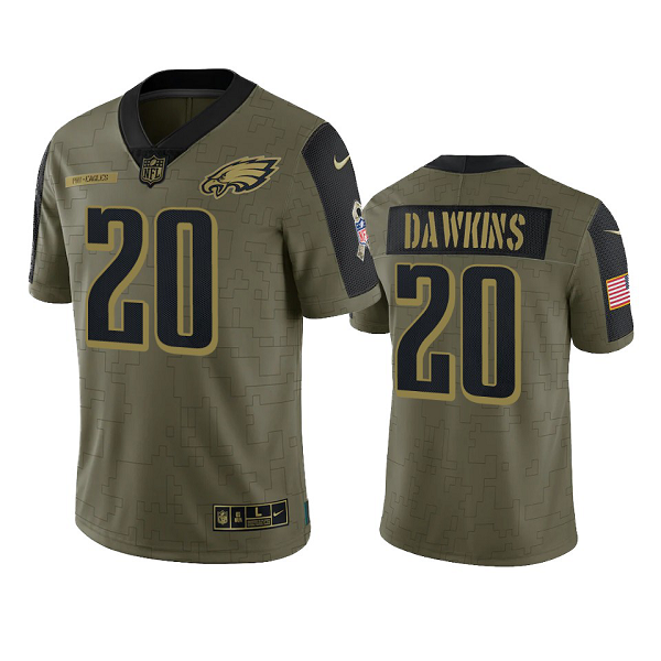 Philadelphia Eagles Brian Dawkins Olive 2021 Salute To Service Men's Limited NFL Jersey