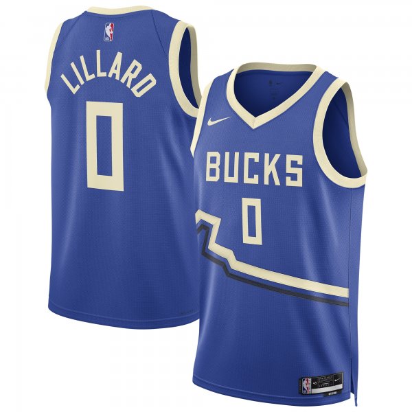 Damian Lillard #0 Milwaukee Bucks Nike Unisex 2024/25 Swingman City EditionRoyal Player Jersey