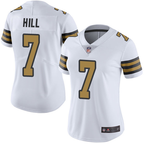 Women's New Orleans Saints #7 Taysom Hill WhiteStitched NFL Limited Rush Jersey