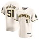 Men's Milwaukee Brewers Freddy Peralta Nike Cream Home Limited Player Jersey