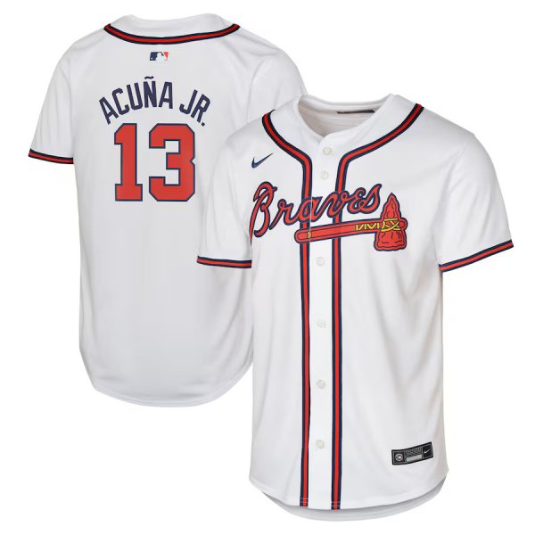 Youth Atlanta Braves Ronald Acu?a Jr. Nike White Home Limited Player Jersey