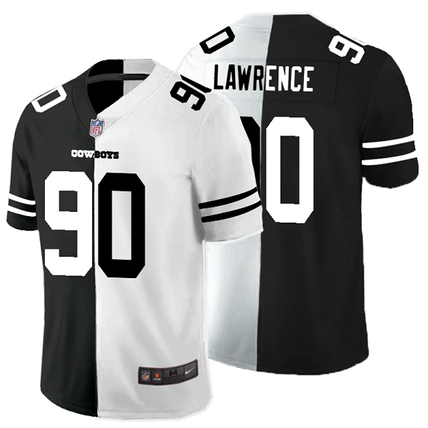 Men's Nike NFL Dallas Cowboys #90 Demarcus Lawrence Black White Peaceful Coexisting Split 2020 Vapor Untouchable Stitched Limited Jersey