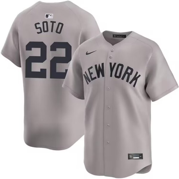 Men's New York Yankees #22 Juan Soto Road Limited Jersey