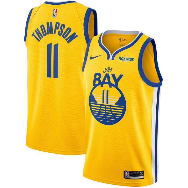 Men's Nike Golden State Warriors #11 Klay Thompson Gold 2019/20 Swingman Statement Edition NBA Jersey