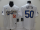 Men's Los Angeles Dodgers #50 Betts White Game 2021 Nike MLB Jersey