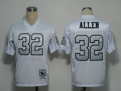 Men's Mitchell And Ness Las Vegas Raiders #32 Marcus Allen White Silver No. Stitched NFL Jersey