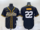 Men's Pittsburgh Steelers #22 Najee Harris Black Stitched Baseball Cool Base Jersey