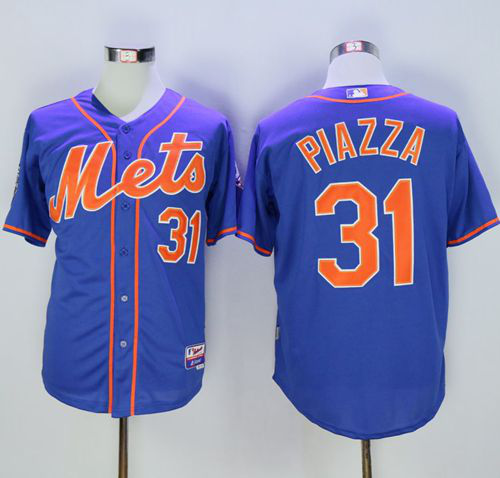 New York Mets #31 Mike Piazza Blue Alternate Home 2016 Hall Of Fame Patch Stitched MLB Jersey