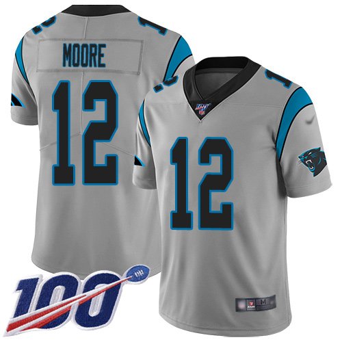 Carolina Panthers #12 DJ Moore Silver Men's Stitched NFL Limited Inverted Legend 100th Season Jersey