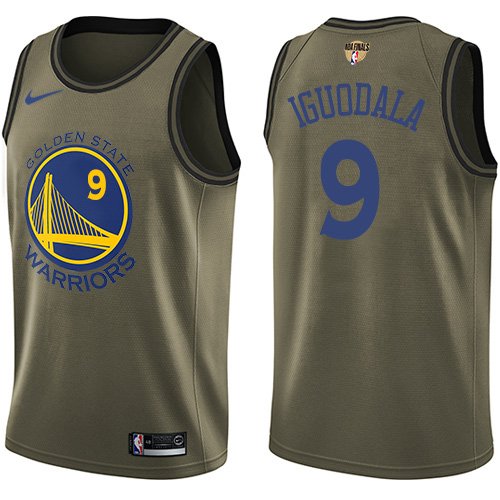 Men's Nike Golden State Warriors #9 Andre Iguodala Green Salute to Service The Finals Patch Swingman NBA Jersey