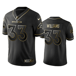 Men's Denver Broncos #33 Javonte Williams Black Golden Edition Vapor Limited Jersey