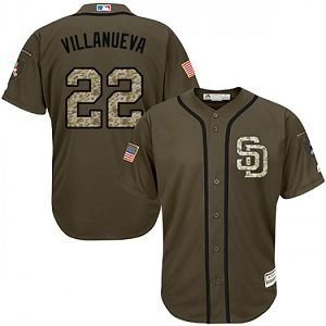 Men's San Diego Padres #22 Christian Villanueva Majestic Green Salute to Service MLB Jersey