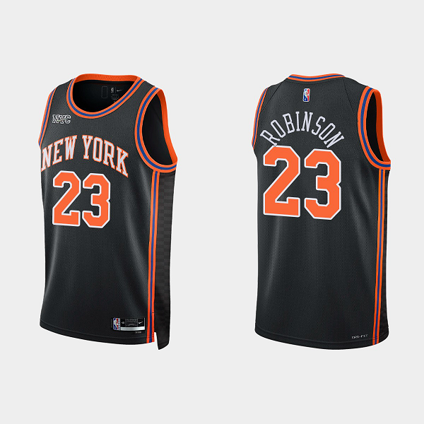 Men's New York Knicks #23 Mitchell Robinson 2021-22 75th Anniversary City Black NBA Jersey