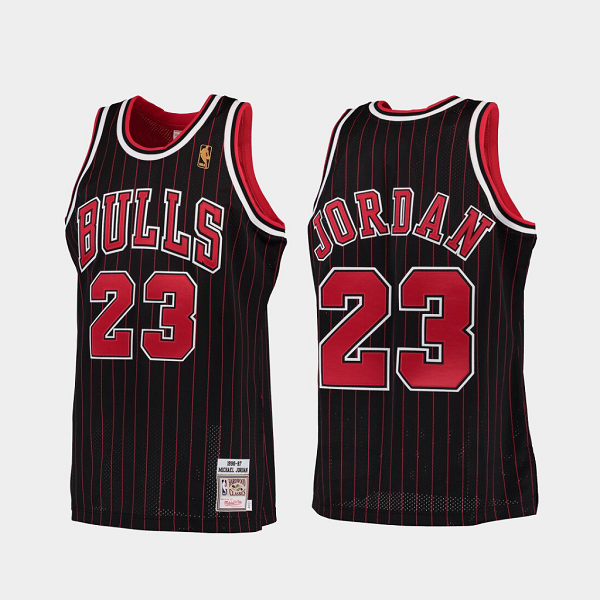 Men's Chicago Bulls #23 Michael Jordan Mitchell & Ness 1996-97 Black NBA Jersey