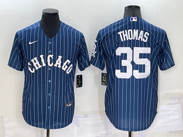 Men's Nike Chicago White Sox #35 Frank Thomas Blue Throwback MLB Cool Base Jersey