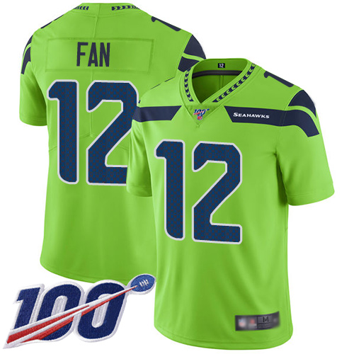 Seattle Seahawks #12 Fan Green Men's Stitched NFL Limited Rush 100th Season Jersey