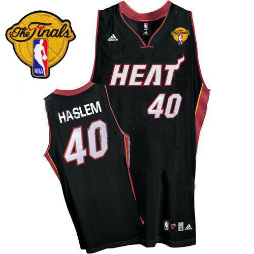 Men's Miami Heat #40 Udonis Haslem Black Finals Patch Stitched NBA Jersey