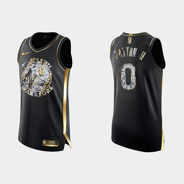 Men's Golden State Warriors Gary Payton II #0 Diamond Edition Black NBA Jersey