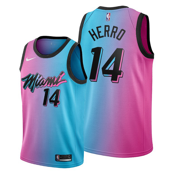 Miami Heat #14 Tyler Herro Blue Pick 2020-21 City Edition Men's Jersey Vice