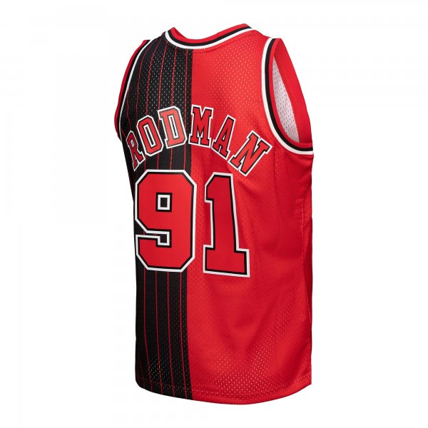 Men's Chicago Bulls Mitchell & Ness Red/Black Big & Tall Hardwood Classics 1995/96 Split Swingman Jersey