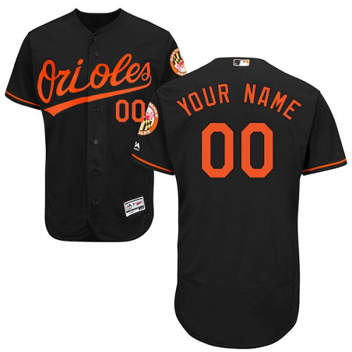 Baltimore Orioles Black Flex Base Men's Customized MLB Jersey