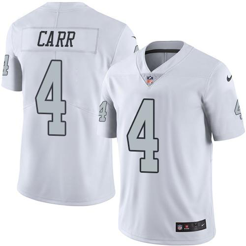 Nike Las Vegas Raiders #4 Derek Carr White Men's Stitched NFL Limited Rush Jersey