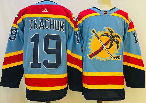 Men's Florida Panthers #19 Matthew Tkachuk Light Blue Reverse Jersey