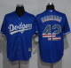 Los Angeles Dodgers #42 Jackie Robinson Blue USA Flag Fashion Stitched MLB Jersey