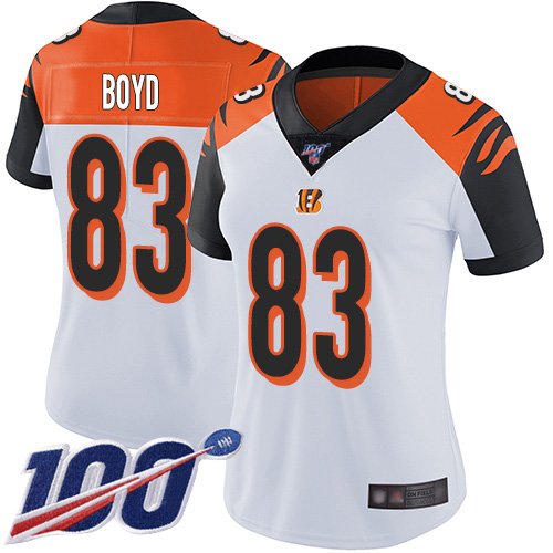 Women's Cincinnati Bengals #83 Tyler Boyd WhiteStitched NFL 100th Season Vapor Limited Jersey