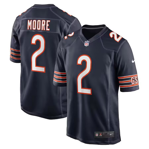 Men's Nike Chicago Bears #2 D.J. MOORE Navy Team Color Limited Jersey