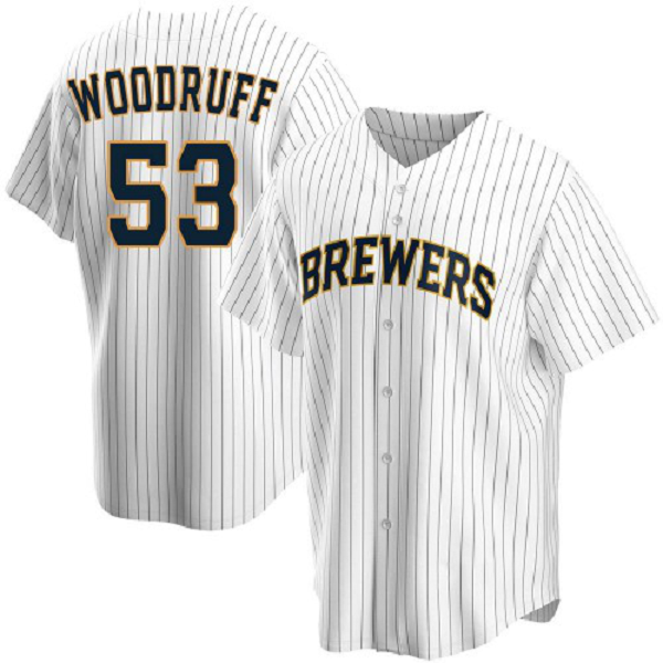 Men's Milwaukee Brewers #53 Brandon Woodruff MLB White Cool Base Home Jersey