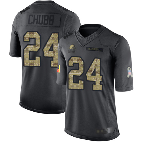 Cleveland Browns #24 Nick Chubb Black Men's Stitched NFL Limited 2016 Salute To Service Jersey